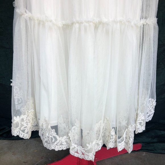 Jessica McClintock Lace Drop Waist Ivory Dress - Picture 4 of 8